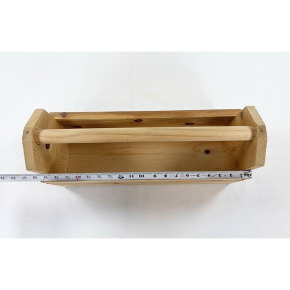 Handmade Solid Pine Wooden Tool Box Caddy Rustic Garden Tote Organizer 20x7x10" - Picture 12 of 13
